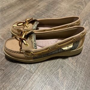 Sperry Beige and Brown Boat Shoes